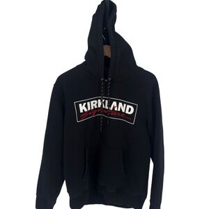 Kirkland Signature Costco Hoodie Black Unisex Men Small Women M Fleece Pullover